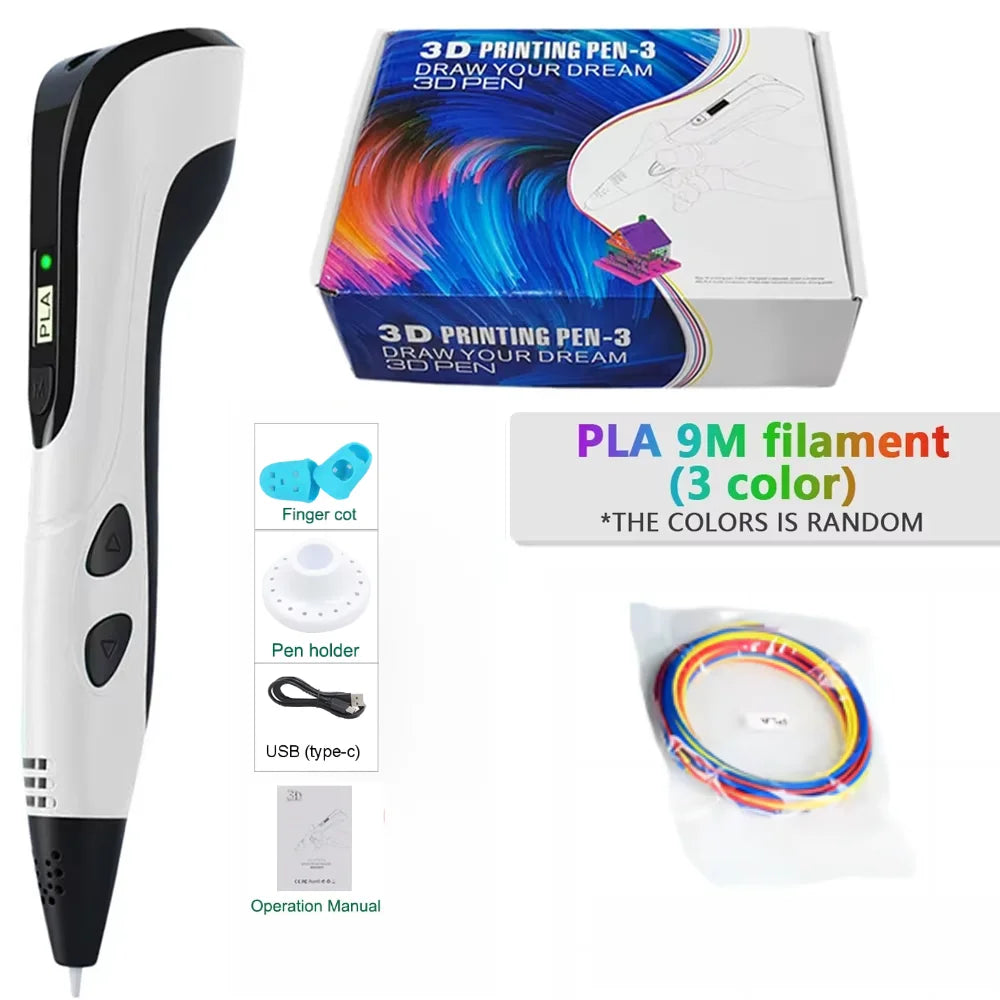 New Style 3D Printing Pen 3D Pen Set for Kids with Power Supply Pla Filament Travel Case Birthday Christmas Gift for Kids