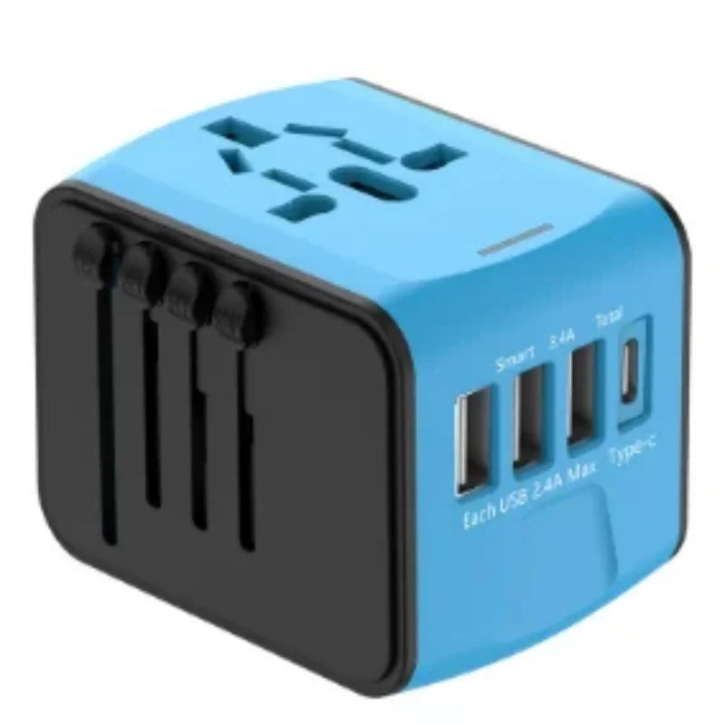 International travel adapter with 3 USB and Type C power adapters for fast charging EU/UK/US/Australia travel plugs