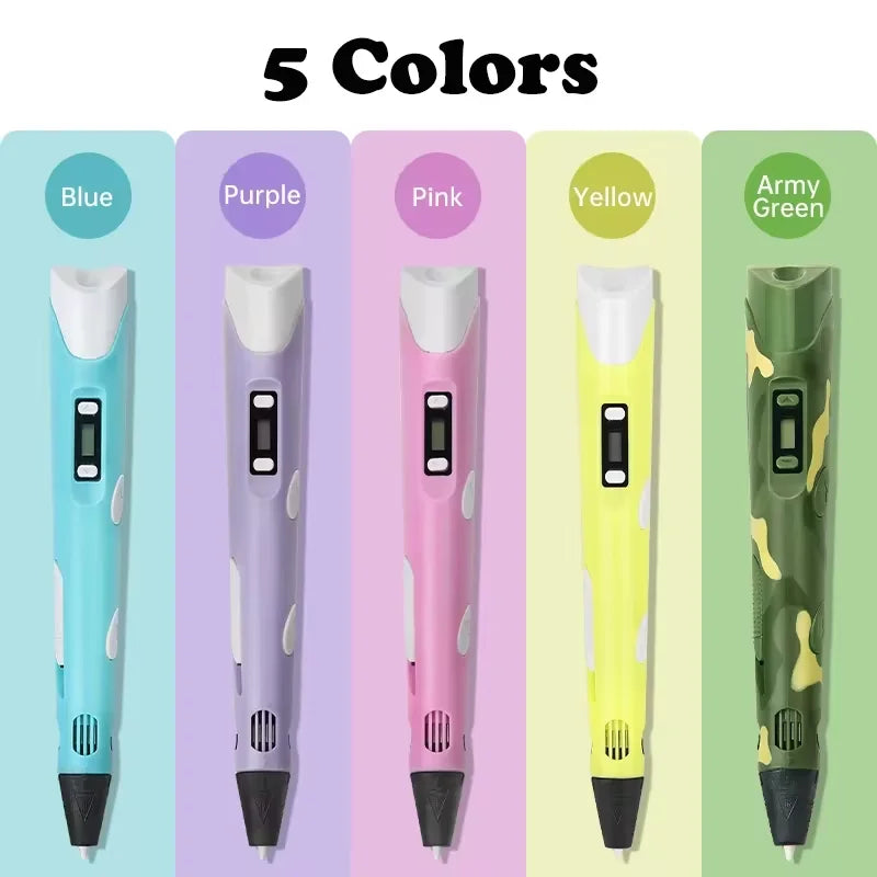 3D Printing Pen DIY Three-dimensional Painting Children Toys Fun Camouflage With LCD Screen Compatible PLA Filament Toys Gift