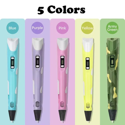 3D Printing Pen DIY Three-dimensional Painting Children Toys Fun Camouflage With LCD Screen Compatible PLA Filament Toys Gift