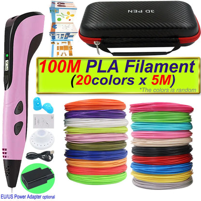 2026 New 3D Printing Pen 3D Pen With Power Adapter LCD Display Travel Case PLA Filament Birthday Christmas Gift Loved by Kids