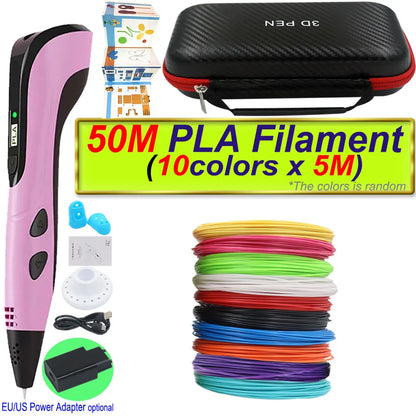 2026 New 3D Printing Pen 3D Pen With Power Adapter LCD Display Travel Case PLA Filament Birthday Christmas Gift Loved by Kids