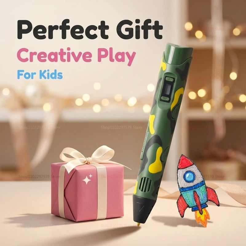 3D Printing Pen for Kids and Adults with 9M PLA Filament Safe High Temperature DIY Graffiti Art Drawing Gift for Birthday