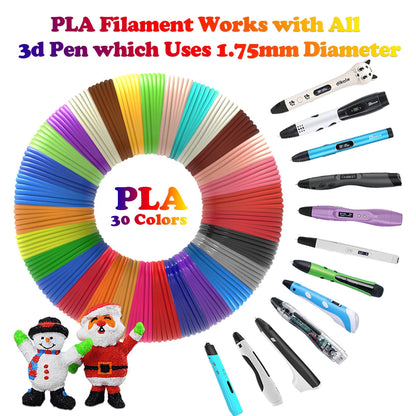 30 Colors 3D Pen Filament, 3m per Color Total 90m 3D Pen Filament Refills, PLA Filament for 3D Pen, Arts Crafts Drawing