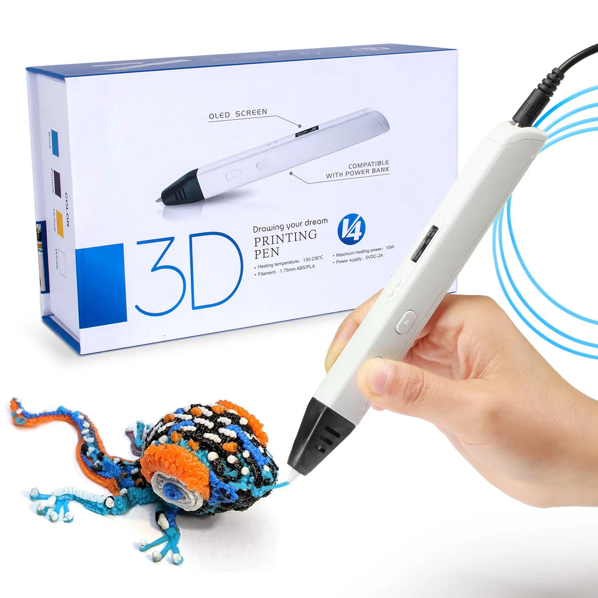 3D Paint Pen Printing OLED Display Stepless Speed Control Temperature Adjustment 1.75mm PLA/ABS 9M Filament DIY Kids Draw Gift