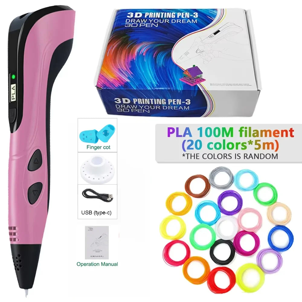 New Style 3D Printing Pen 3D Pen Set for Kids with Power Supply Pla Filament Travel Case Birthday Christmas Gift for Kids