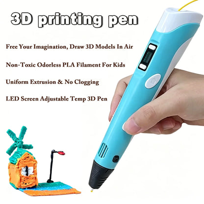 3D Printing Pen Adjustable Temp Speed LED Display DIY Graffiti Pen Non-Toxic PLA Safe Educational Toy For Kids Birthday Gift