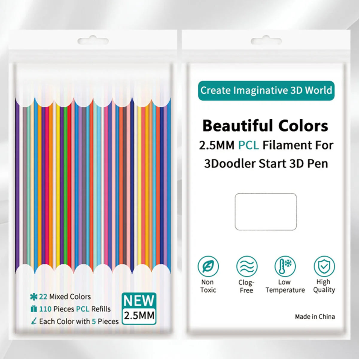 110/160PCS 32 Colors 3D Pen Filament Refills Compatible with 3Doodler Start+ 2.5mm 3D Printer Doodler Pen Refill Packs