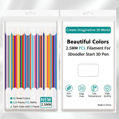 110/160PCS 32 Colors 3D Pen Filament Refills Compatible with 3Doodler Start+ 2.5mm 3D Printer Doodler Pen Refill Packs