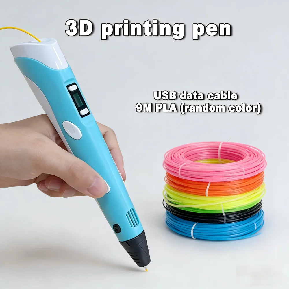3D Printing Pen with 9M PLA Filament Safe High-Temp Graffiti Pen DIY Craft Drawing Pen for Kids Adults Christmas Birthday Gift