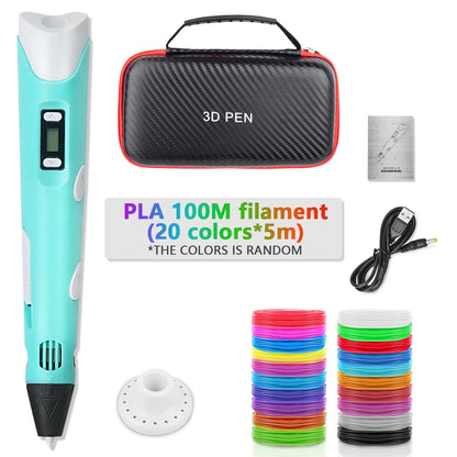 3D Printing Pen 2023 New 3D Pen with PLA Filament for Children Kids Creative DIY Pens Child's Birthday Gift Christmas