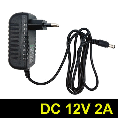 Power Adapter EU/US AC 100V-240V To DC 12V 2A Supply Charger Universal Adapter Converter Plug for Camera DVR NVR LED Robot Light