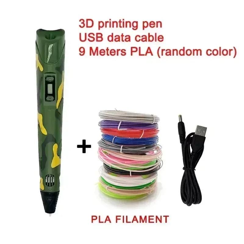 3D Pen Set 3d Printing Pen Drawing Pencil DIY Pens PLA Filament Birthday Christmas Gift For Kids Children Graffti with Charger