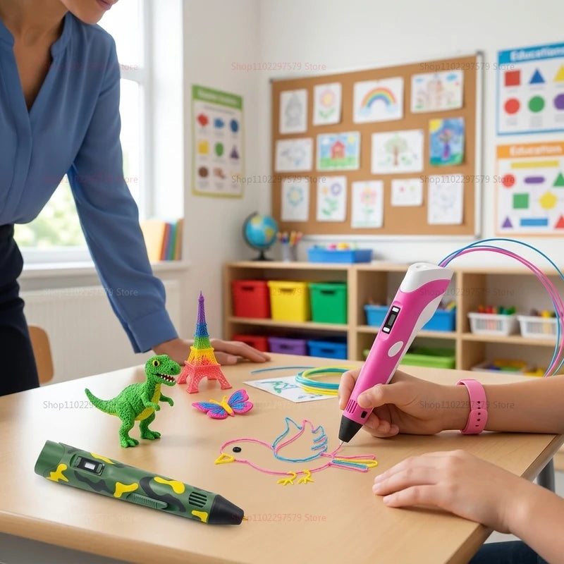 High-Temperature 3D Printing Pen with9M PLA Filament Creative Graffiti Drawing Toy Pen for Ages 8+ Ideal Christmas Birthday Gift