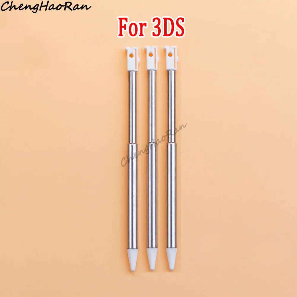 3 Pcs White Metal Retractable Pen & Plastic Pen For New 3DS XL LL/New 2DS LL XL /NDSL NDS Lite NDSi NDS Wii U 2DS 3DS Stylus Pen