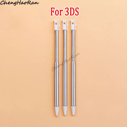 3 Pcs White Metal Retractable Pen & Plastic Pen For New 3DS XL LL/New 2DS LL XL /NDSL NDS Lite NDSi NDS Wii U 2DS 3DS Stylus Pen