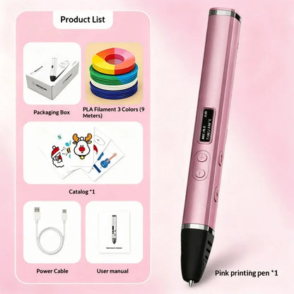 Professional 3D Printing Pen with OLED Screen Intelligent AI Chip 3 Gears Adjustable Ceramic Nozzle Support PLA/ABS 1.75mm