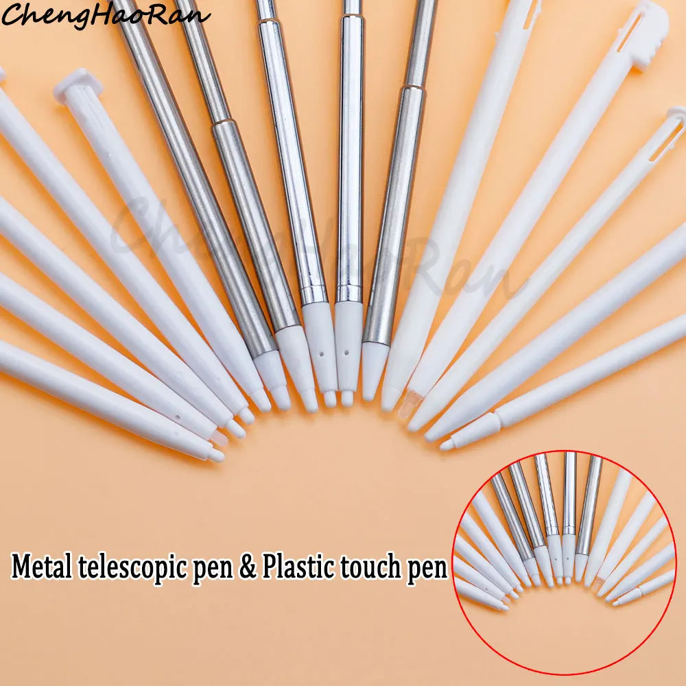 3 Pcs White Metal Retractable Pen & Plastic Pen For New 3DS XL LL/New 2DS LL XL /NDSL NDS Lite NDSi NDS Wii U 2DS 3DS Stylus Pen