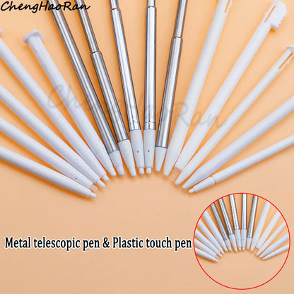 3 Pcs White Metal Retractable Pen & Plastic Pen For New 3DS XL LL/New 2DS LL XL /NDSL NDS Lite NDSi NDS Wii U 2DS 3DS Stylus Pen
