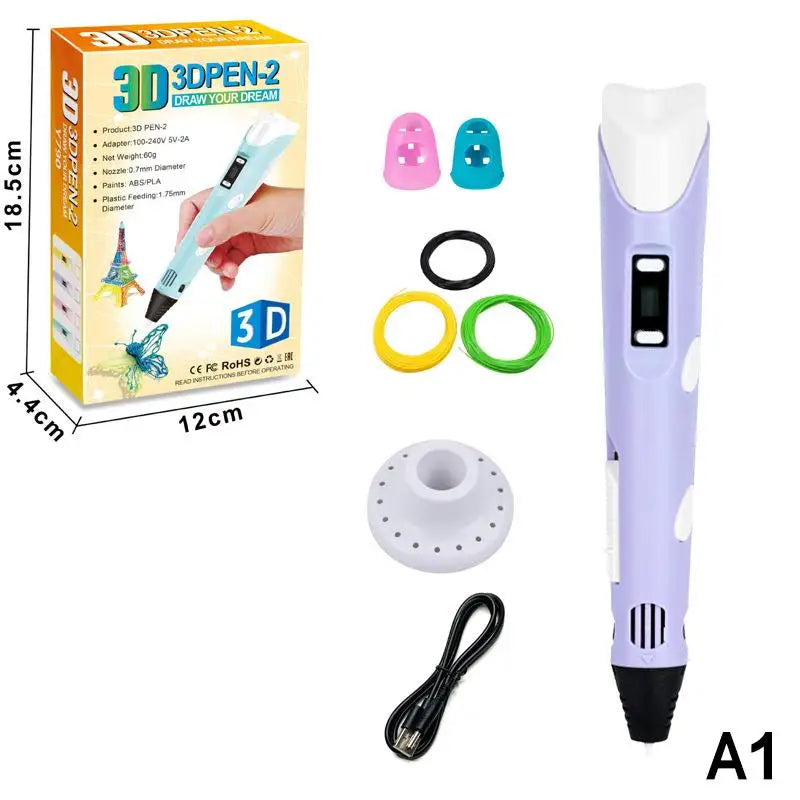 3D Printing Pen Digital Display Intelligent Pen Making Doodles Graffiti ArtsCrafts With USB Cable