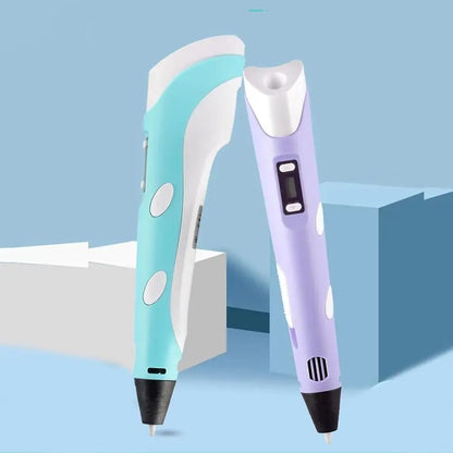 USB 3D Printing Pen Adjustable Speed LED Display DIY Drawing Pens Safe Painting with PLA Filament 3D Graffiti Drawing Tool