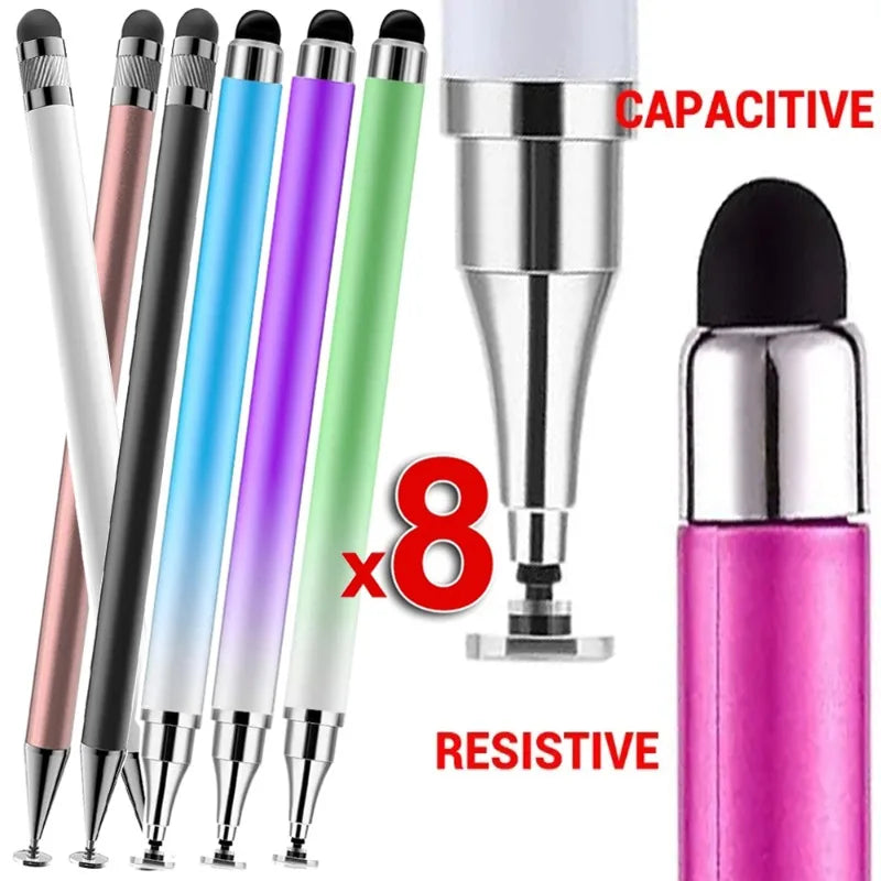 8-1PCS Double-Headed Universal Stylus Pen for iPad Tablet Android iOS Phone Drawing Writing Capacitive Screen Touch Stylus Pens