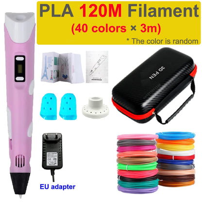 3D Pen 3d Printing Pen Children DIY Drawing Pens PLA Filament Birthday Christmas Boys Girls Gift For Kids With Travel Case