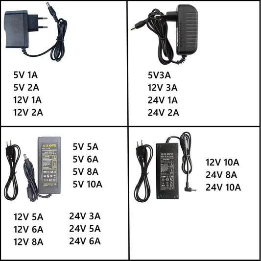 AC 220V To 5V 12V 24V Power Supply Adapter 1A 2A 3A 5A 6A 8A 10A Charger Universal Switching Power Supply Adapter 5 12 24 V Volt