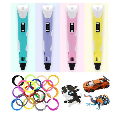 3D Printing Pen Digital Display Intelligent Pen Making Doodles Graffiti ArtsCrafts With USB Cable