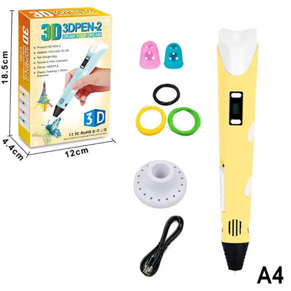 3D Printing Pen Intelligent Pen Making Graffiti ArtsCrafts With USB Cable For Kids Adults DIY Creative Art Supplies