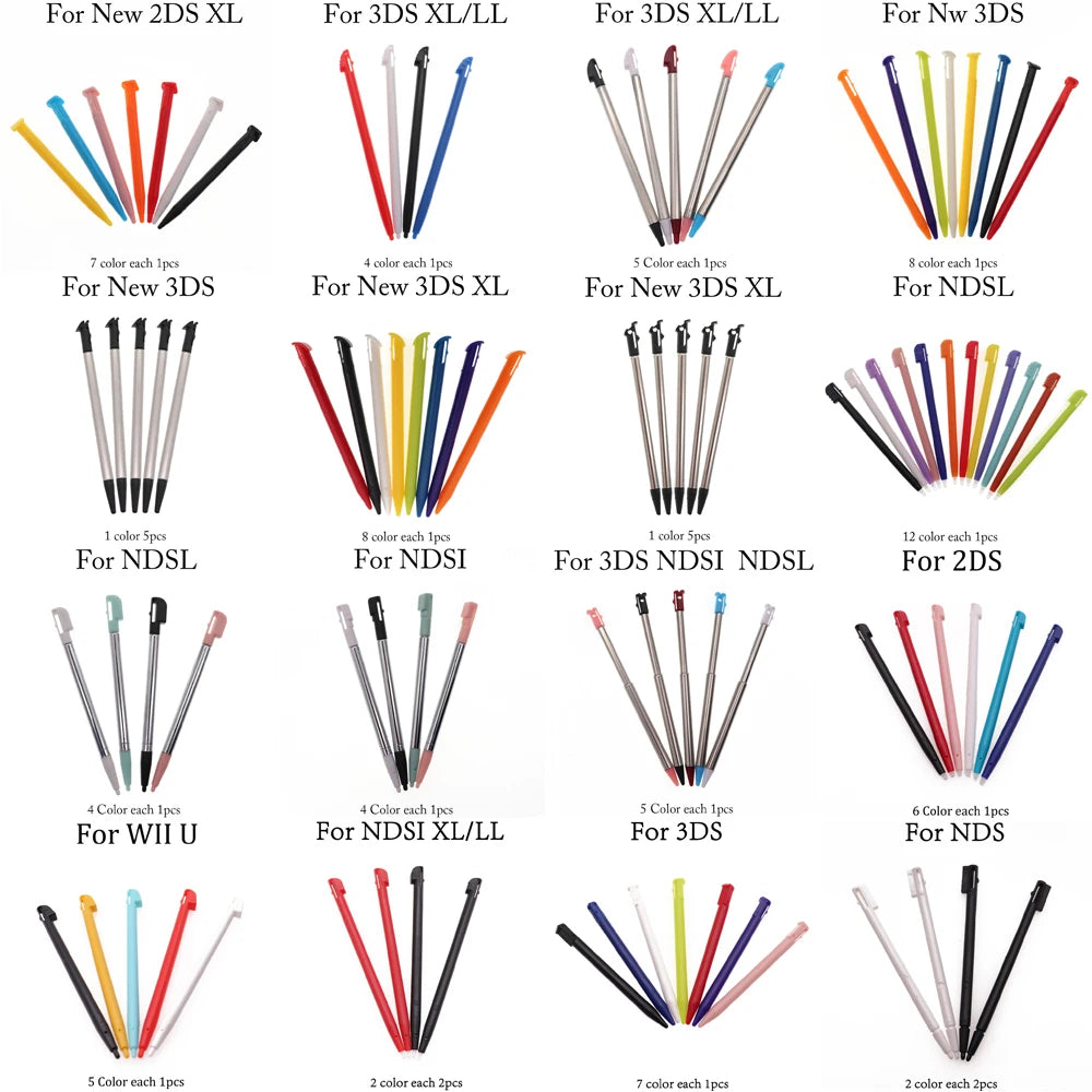 1Set Plastic&Metal Touch Screen Stylus Pen Game Console Pen for NDSL NDSi NDS WIIU 2DS 3DS XL LL New 3DSXL LL New 2DSXL