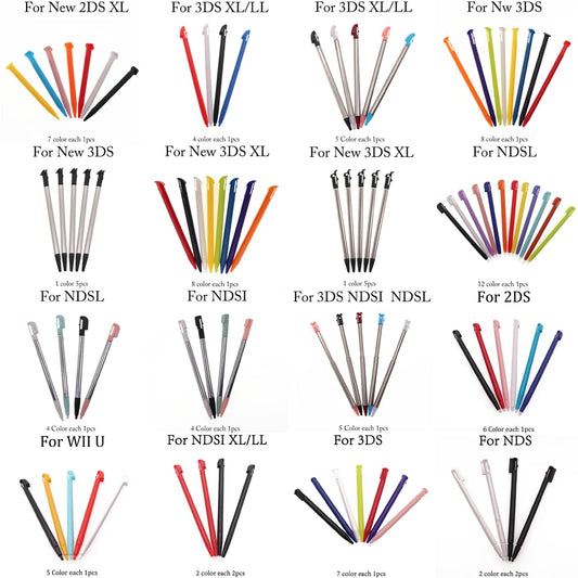 1Set Plastic&Metal Touch Screen Stylus Pen Game Console Pen for NDSL NDSi NDS WIIU 2DS 3DS XL LL New 3DSXL LL New 2DSXL