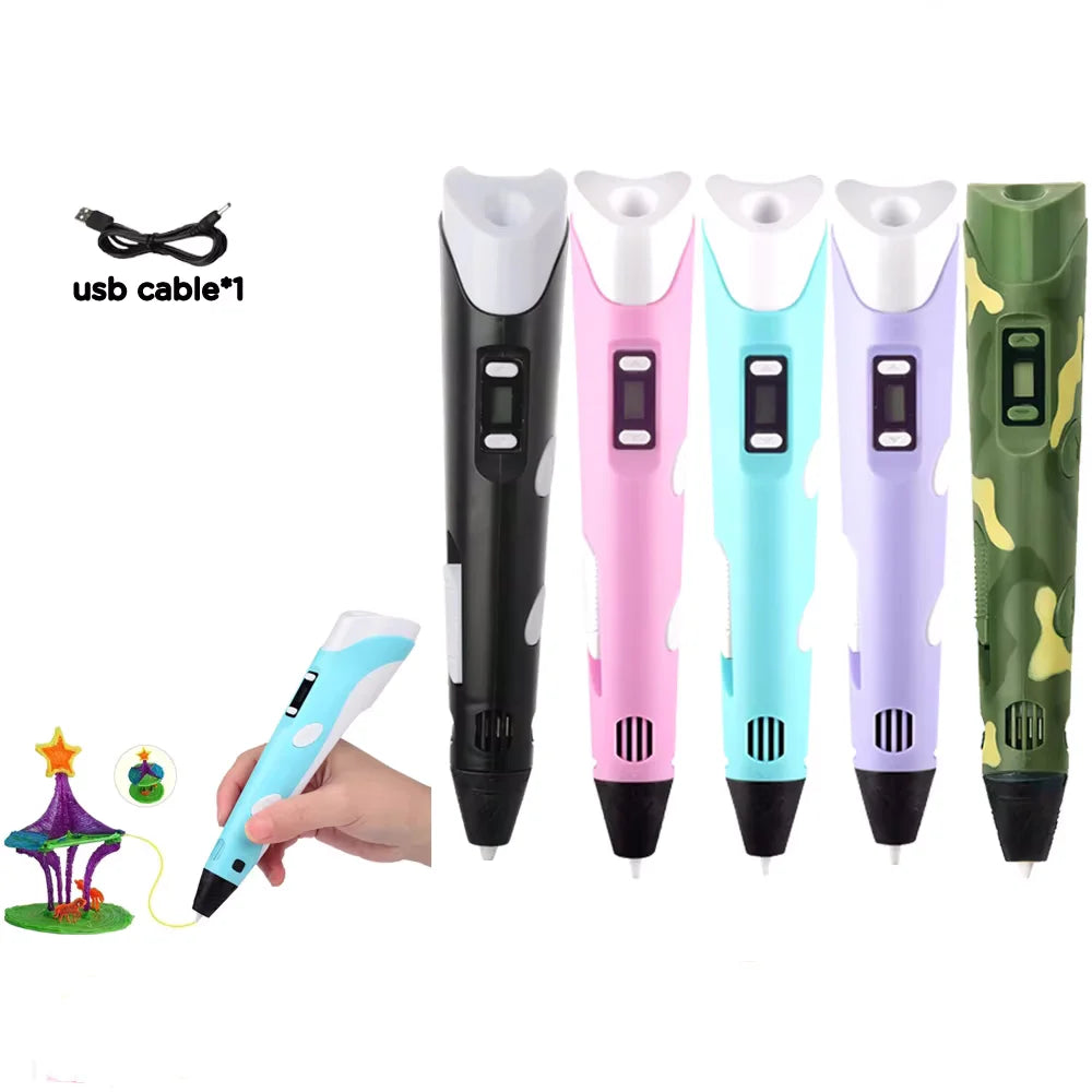 USB 3D Printing Pen Drawing 9M PLA Children's 3D Graffiti Drawing Pen Toy Smart Gift DIY Art Tool Birthday Christmas Gift