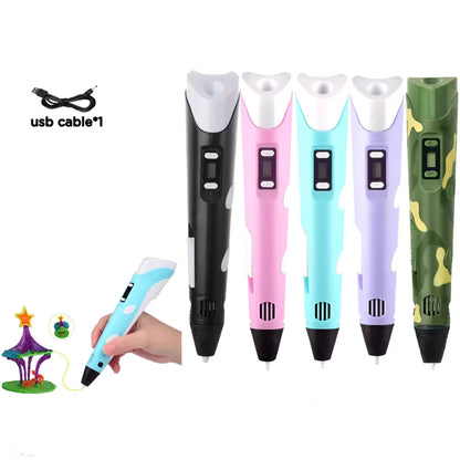 USB 3D Printing Pen Drawing 9M PLA Children's 3D Graffiti Drawing Pen Toy Smart Gift DIY Art Tool Birthday Christmas Gift