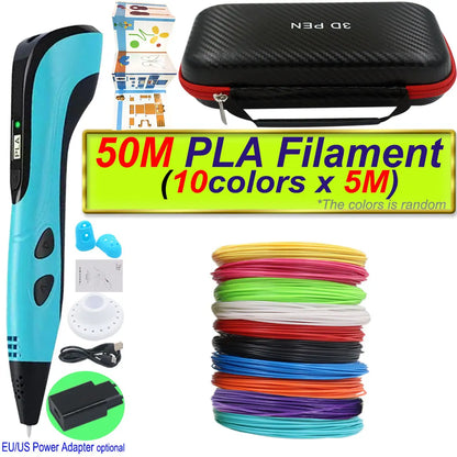 2026 New 3D Printing Pen 3D Pen With Power Adapter LCD Display Travel Case PLA Filament Birthday Christmas Gift Loved by Kids
