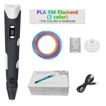 3D Pen Adjustable Spinning Speed For Children 3D Drawing Printing Pens with LCD Screen PLA 1.75mm Filament Toys For Kid DIY Gift