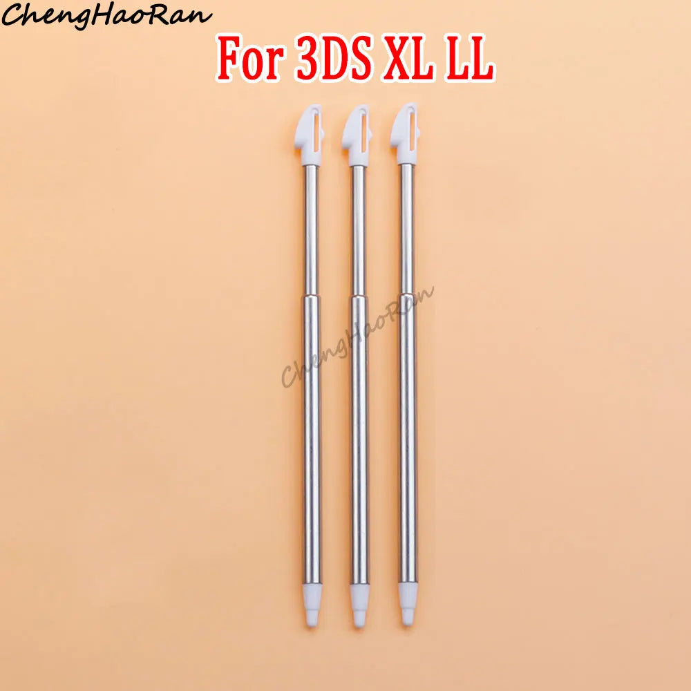 3 Pcs White Metal Retractable Pen & Plastic Pen For New 3DS XL LL/New 2DS LL XL /NDSL NDS Lite NDSi NDS Wii U 2DS 3DS Stylus Pen