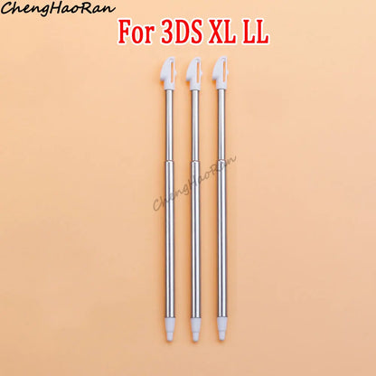 3 Pcs White Metal Retractable Pen & Plastic Pen For New 3DS XL LL/New 2DS LL XL /NDSL NDS Lite NDSi NDS Wii U 2DS 3DS Stylus Pen