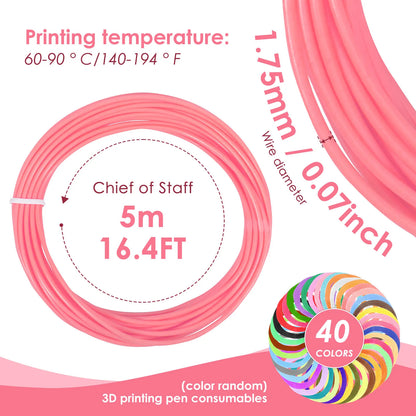 3D Pen Filament Refills 40 Colors 3D Printer PLA 1.75 mm Filament 5M For MYNT3D SCRIB3D PIKA3D 3D Pen 1.75mm 3D Prining Pens