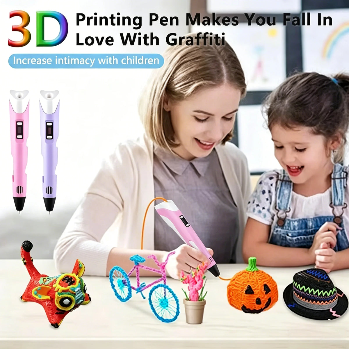 3D Printing Pen Adjustable Temp Speed LED Display DIY Graffiti Pen Non-Toxic PLA Safe Educational Toy For Kids Birthday Gift