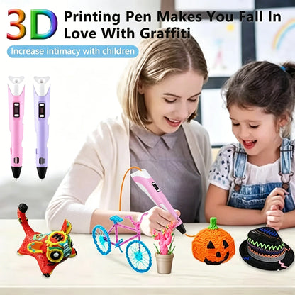 3D Printing Pen Adjustable Temp Speed LED Display DIY Graffiti Pen Non-Toxic PLA Safe Educational Toy For Kids Birthday Gift