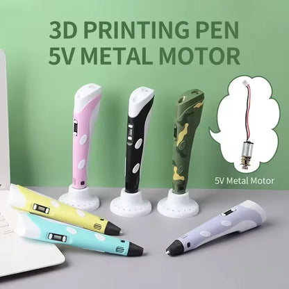 3D Printing Pen with 9M PLA Filament High Temperature 3D Drawing Pen Creative Graffiti Toy Gift for Christmas Birthday
