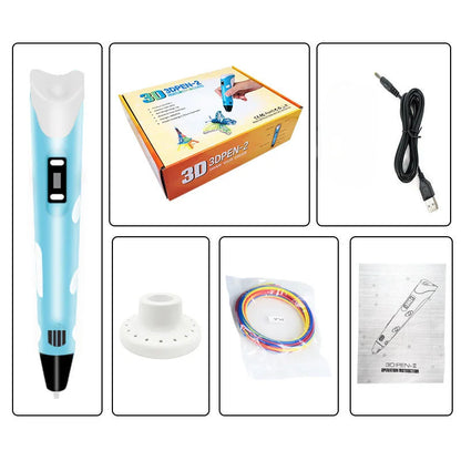 New 3D Printing Pen Children 3D Pen DIY Drawing Pens PLA Filament Material Toys for Kids Boys Girls Christmas Birthday Gifts