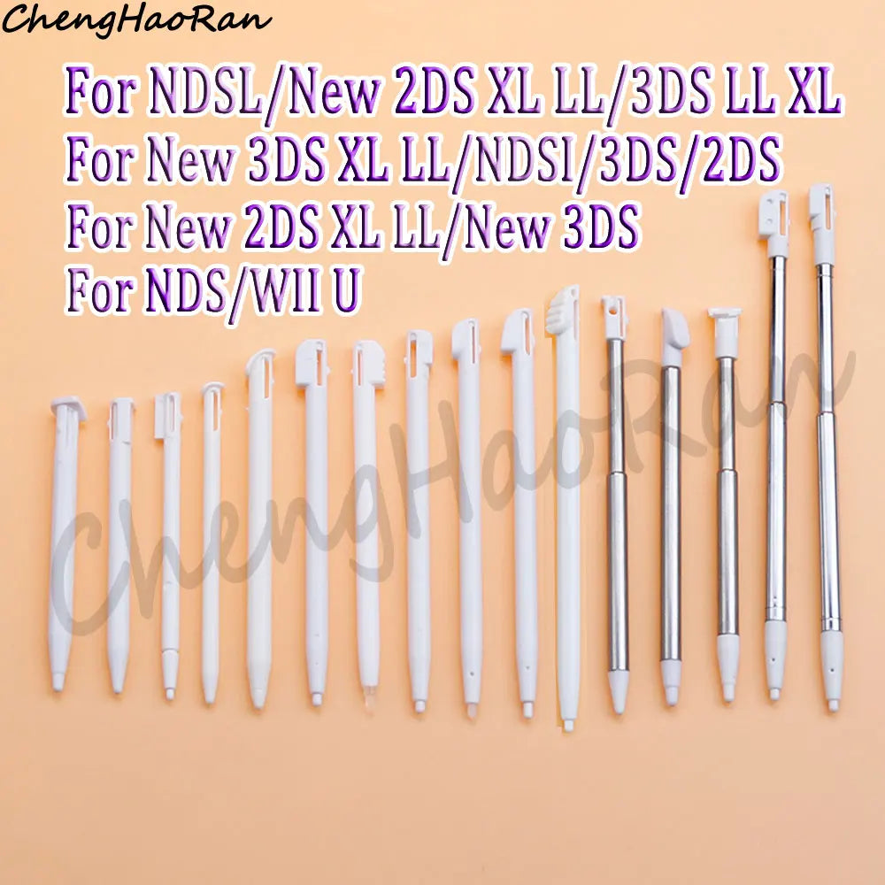 3 Pcs White Metal Retractable Pen & Plastic Pen For New 3DS XL LL/New 2DS LL XL /NDSL NDS Lite NDSi NDS Wii U 2DS 3DS Stylus Pen
