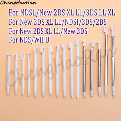 3 Pcs White Metal Retractable Pen & Plastic Pen For New 3DS XL LL/New 2DS LL XL /NDSL NDS Lite NDSi NDS Wii U 2DS 3DS Stylus Pen