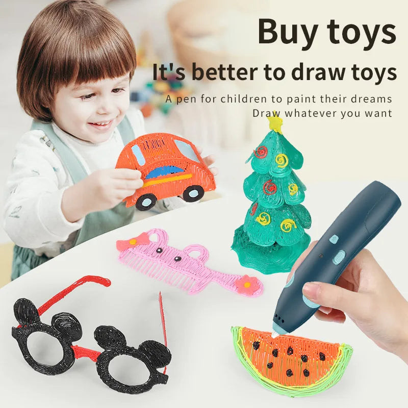 DIY 3D Printing Pen Low Temperature Wireless 3D Pen Digital Display Rechargeable 3D Drawing Pens For Kids Educational Toys Gifts