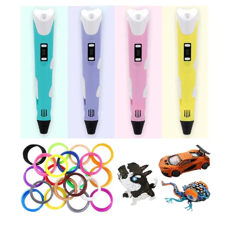 3D Printing Pen Digital Display Intelligent Pen Making Doodles Graffiti ArtsCrafts With USB Cable