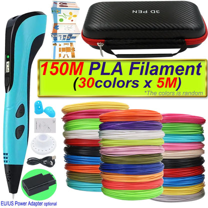 2026 New 3D Printing Pen 3D Pen With Power Adapter LCD Display Travel Case PLA Filament Birthday Christmas Gift Loved by Kids