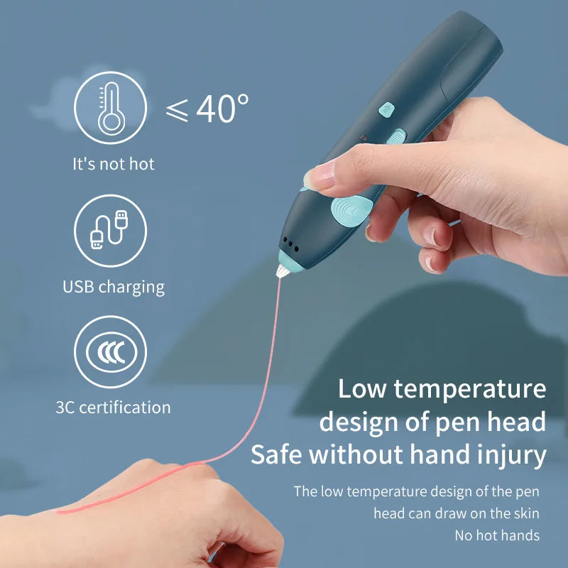 DIY 3D Pen Low Temperature Wireless 3D Printing Pen Digital Display Rechargeable 3D Drawing Pen For Kids Educational Toys Gifts