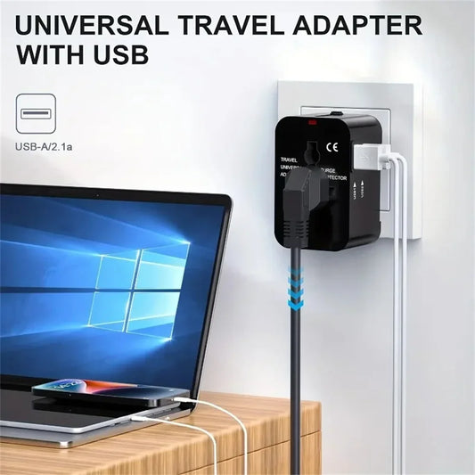 Universal Travel AC Power Adapter with Dual USB Ports EU US UK AU Outlet Converter Socket Plug Global Conversion Charger